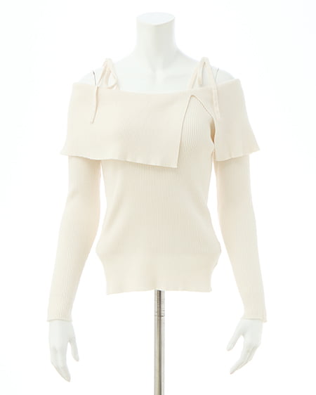 INGNI(イング) 両肩リボンスリットニット オフホワイト