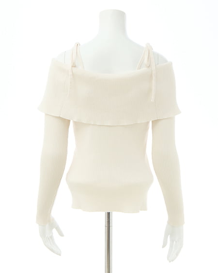 INGNI(イング) 両肩リボンスリットニット オフホワイト