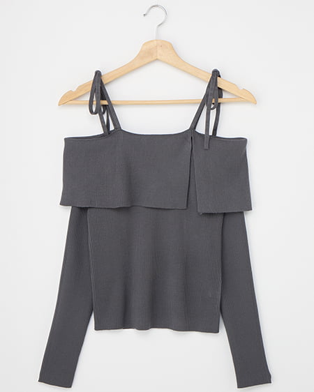 【4/8 2時までの限定価格】【WEB限定】両肩リボンスリットニット