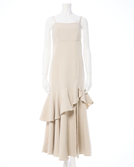 INGNI(イング) バックレースアップアシメスリットキャミワンピース ライトベージュ