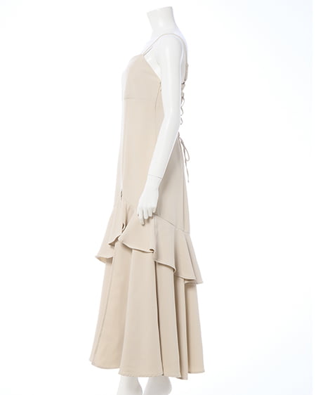 INGNI(イング) バックレースアップアシメスリットキャミワンピース ライトベージュ