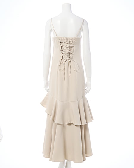 INGNI(イング) バックレースアップアシメスリットキャミワンピース ライトベージュ