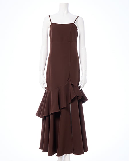 INGNI(イング) バックレースアップアシメスリットキャミワンピース ダークブラウン