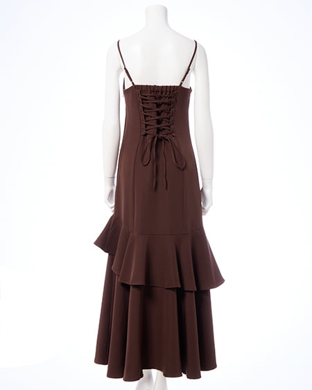 INGNI(イング) バックレースアップアシメスリットキャミワンピース ダークブラウン