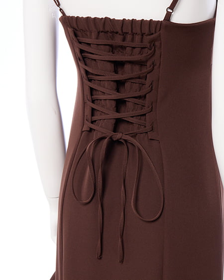 INGNI(イング) バックレースアップアシメスリットキャミワンピース ダークブラウン