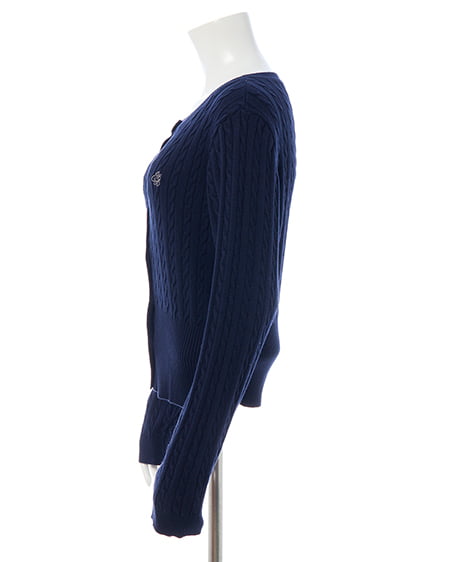 INGNI(イング) 胸刺繍金ボタンケーブルニットカーディガン コン