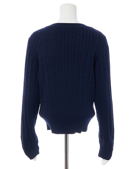 INGNI(イング) 胸刺繍金ボタンケーブルニットカーディガン コン