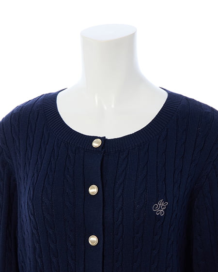 INGNI(イング) 胸刺繍金ボタンケーブルニットカーディガン コン
