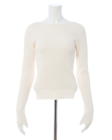 INGNI(イング) ボートネック袖金ボタンニット オフホワイト