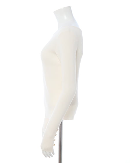 INGNI(イング) ボートネック袖金ボタンニット オフホワイト