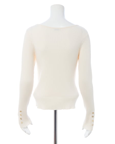 INGNI(イング) ボートネック袖金ボタンニット オフホワイト