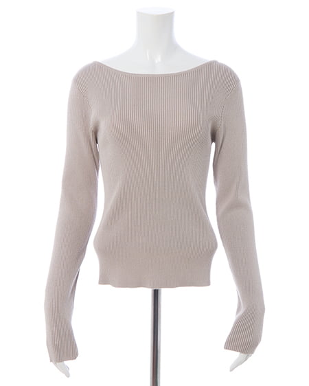 INGNI(イング) ボートネック袖金ボタンニット グレージュ