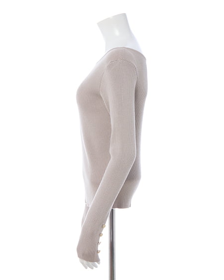 INGNI(イング) ボートネック袖金ボタンニット グレージュ