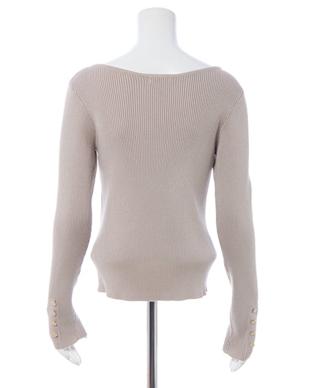 INGNI(イング) ボートネック袖金ボタンニット グレージュ