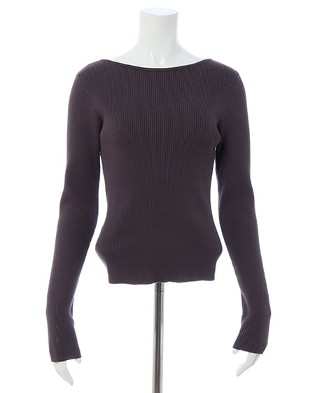 INGNI(イング) ボートネック袖金ボタンニット チャコールグレー