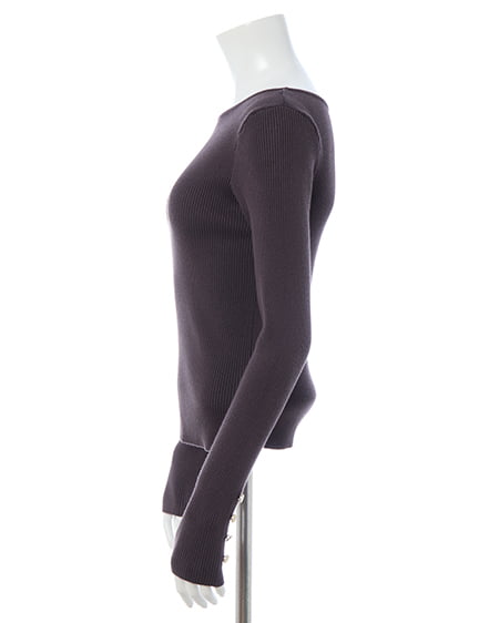 INGNI(イング) ボートネック袖金ボタンニット チャコールグレー