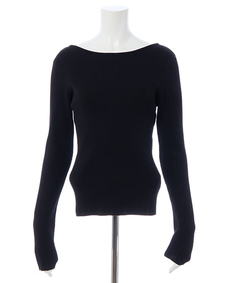 INGNI(イング) ボートネック袖金ボタンニット クロ