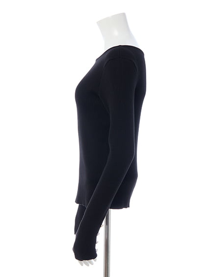 INGNI(イング) ボートネック袖金ボタンニット クロ