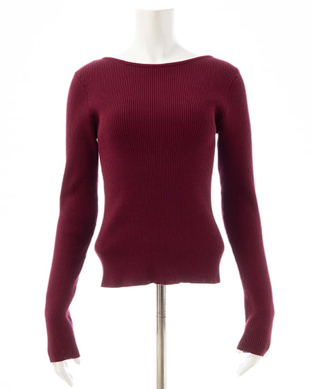 INGNI(イング) ボートネック袖金ボタンニット ボルドー