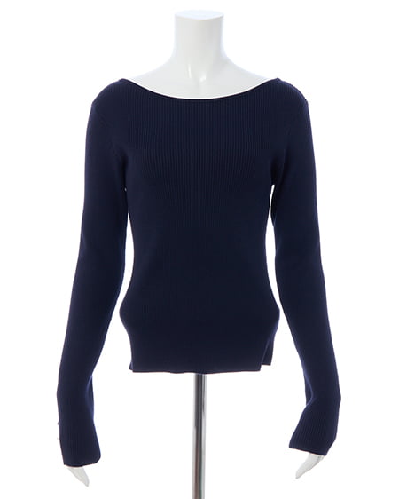 INGNI(イング) ボートネック袖金ボタンニット コン