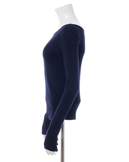 INGNI(イング) ボートネック袖金ボタンニット コン