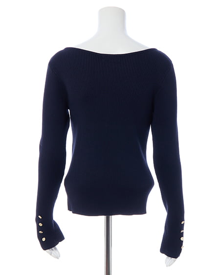 INGNI(イング) ボートネック袖金ボタンニット コン