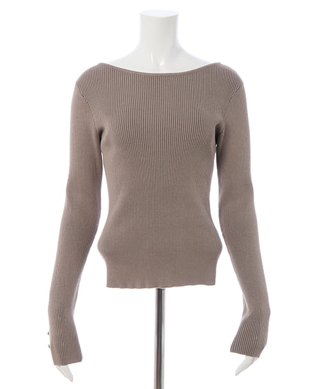 INGNI(イング) ボートネック袖金ボタンニット モカ