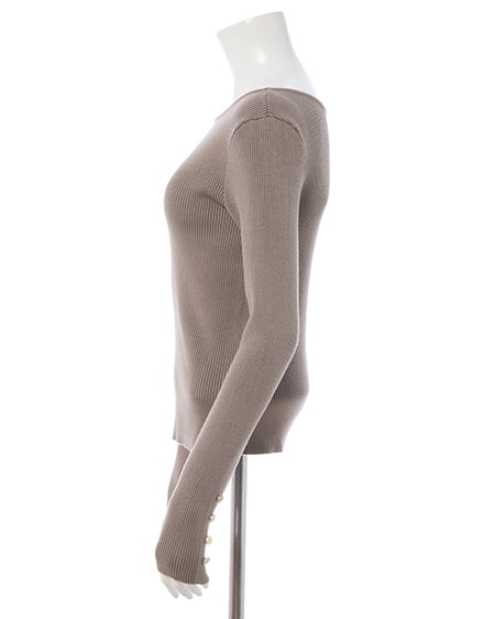 INGNI(イング) ボートネック袖金ボタンニット モカ