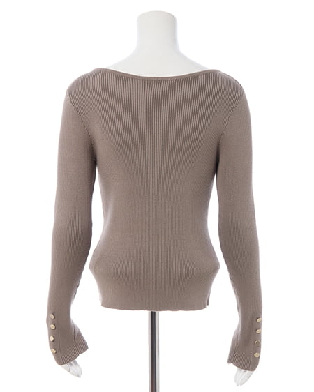 INGNI(イング) ボートネック袖金ボタンニット モカ