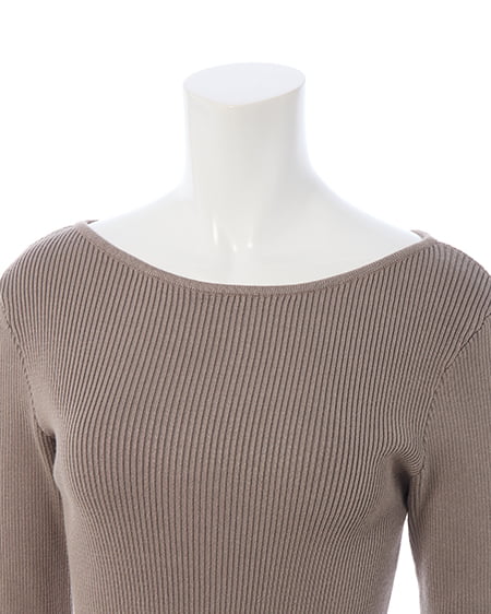 INGNI(イング) ボートネック袖金ボタンニット モカ