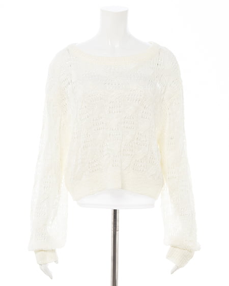 INGNI(イング) 透かし編みニットプルオーバー アイボリー