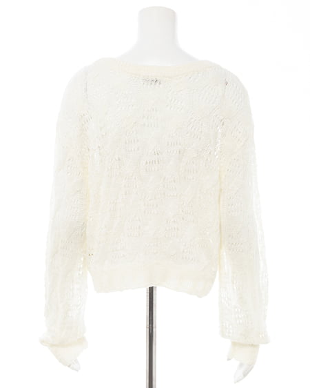 INGNI(イング) 透かし編みニットプルオーバー アイボリー