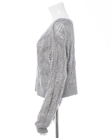 INGNI(イング) 透かし編みニットプルオーバー グレー