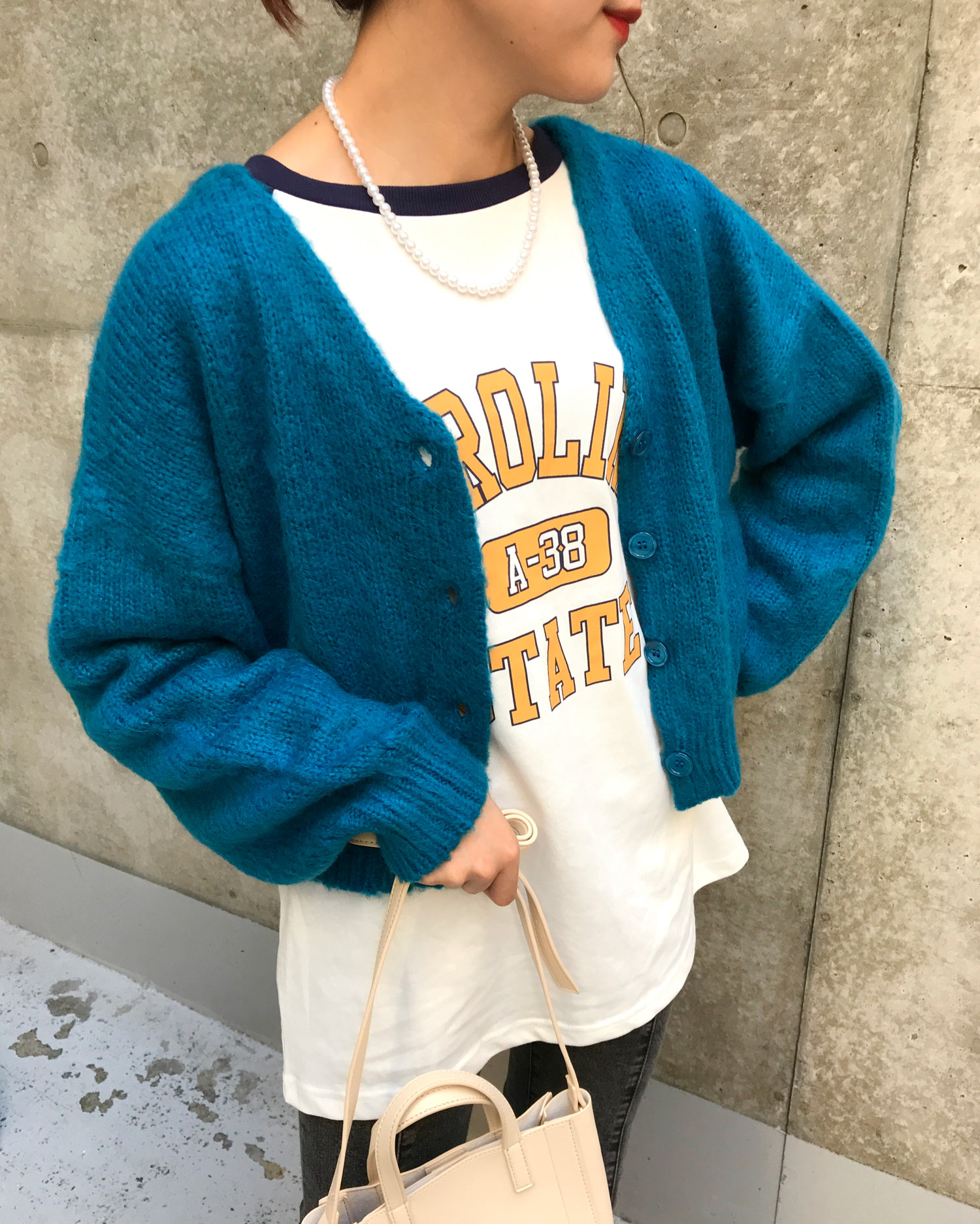 モヘアタッチニットカーデ＋ロゴロングTシャツ／SET｜INGNI(イング