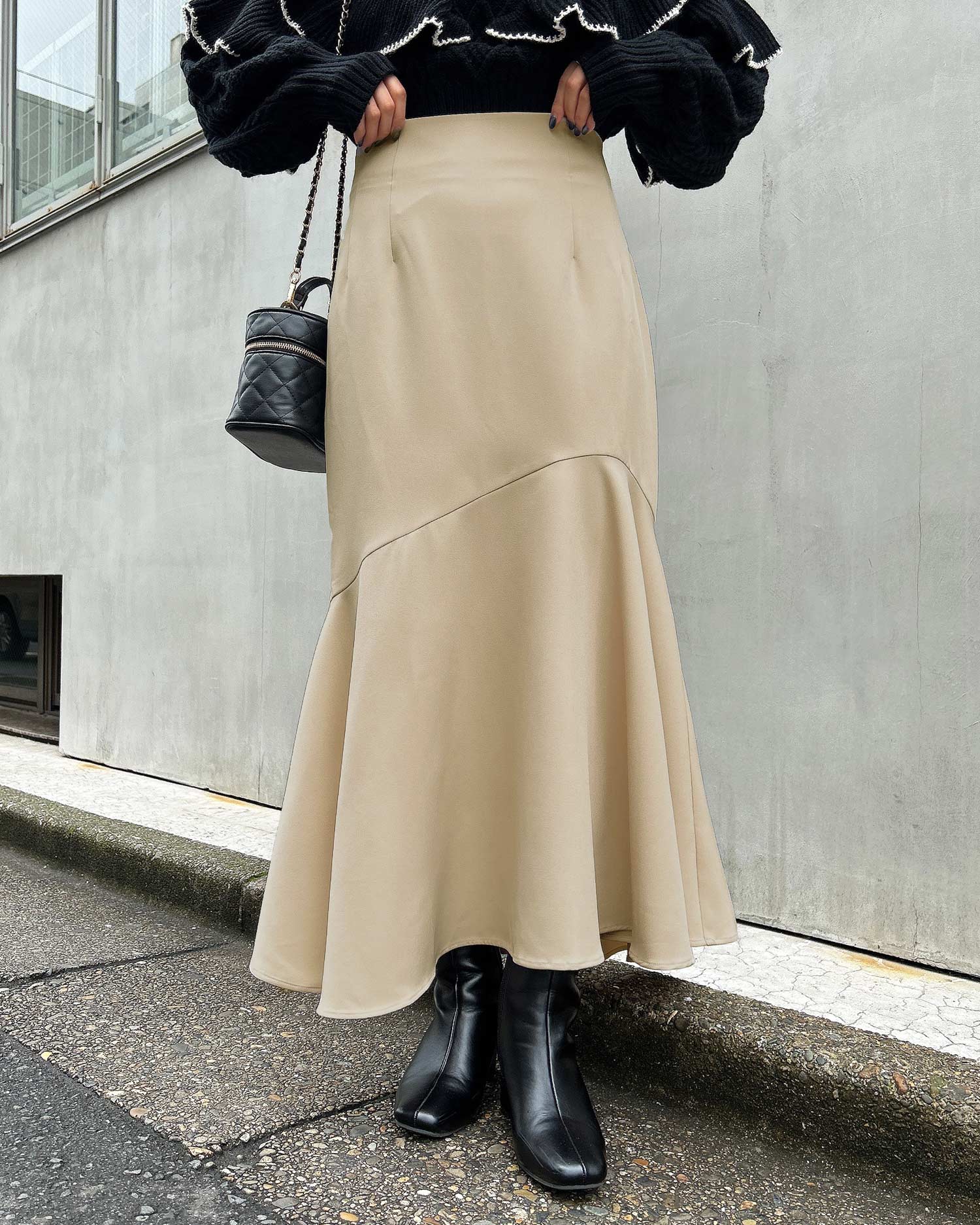 日本製・綿100% フレイアイディー アシメデザインマーメイドスカート