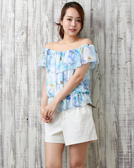 花柄シフォンオフショル／TOPS｜INGNI(イング) 公式通販｜INGNI STORE