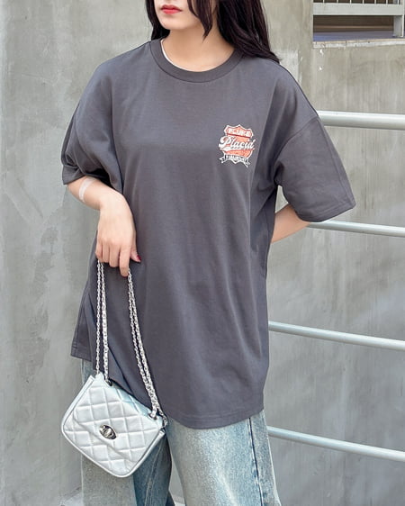 INGNI（イング） BackロゴチュニックTシャツ ﾁｬｺｰﾙｸﾞﾚｰ