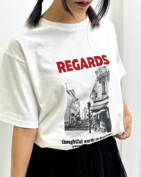 INGNI（イング） 転写プリントTシャツ ｵﾌﾎﾜｲﾄ/ｱｶ