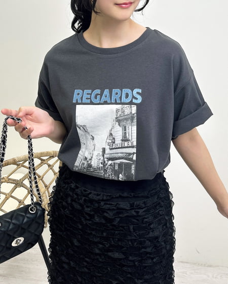 INGNI（イング） 転写プリントTシャツ ｽﾐｸﾛ