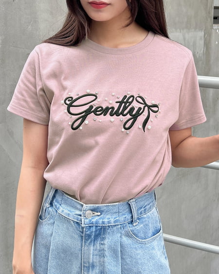 INGNI(イング) ふくれ刺繍パールロゴTシャツ（ＯＵＴＬＥＴ） ﾗｲﾄﾋﾟﾝｸ