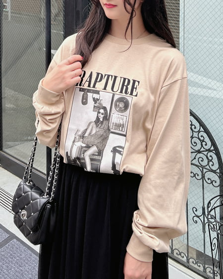 転写プリントロゴロングTシャツ