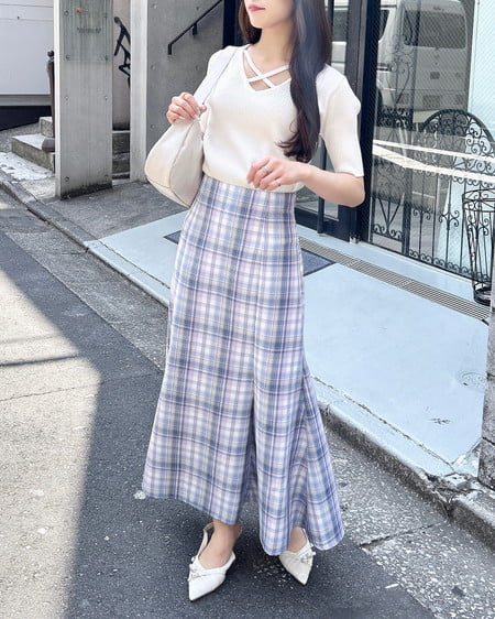 INGNI(イング) バックレースアップチェック柄マーメイドスカート コン/チェック