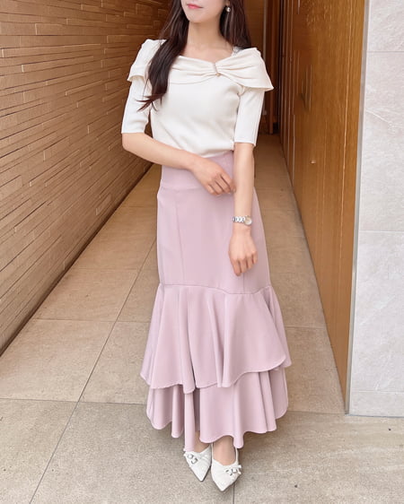 INGNI(イング) バックレースアップアシメティアードスカート ピンク