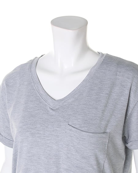 INGNI(イング) ベア裾シアーマキシワンピース Vネック SET グレー