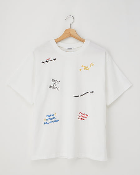 ロゴ飛ばしTシャツ（ＯＵＴＬＥＴ） ｵﾌﾎﾜｲﾄ