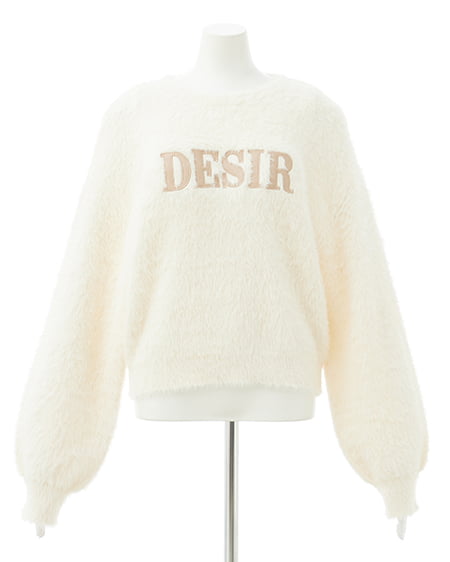 INGNI(イング) ショート丈フェザー貼付ロゴニット アイボリー/ベージュ