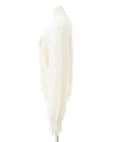 INGNI(イング) ショート丈フェザー貼付ロゴニット アイボリー/ベージュ