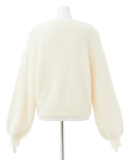 INGNI(イング) ショート丈フェザー貼付ロゴニット アイボリー/ベージュ