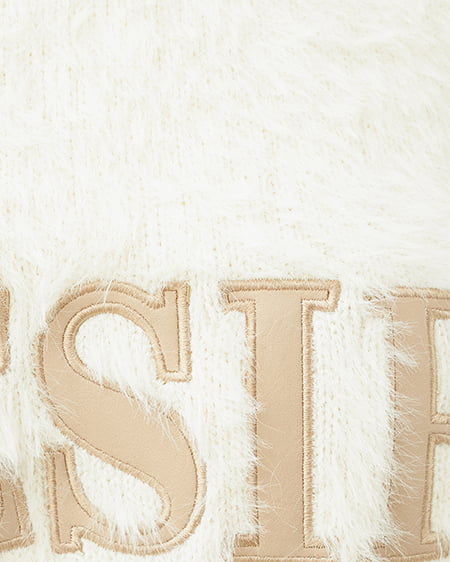 INGNI(イング) ショート丈フェザー貼付ロゴニット アイボリー/ベージュ