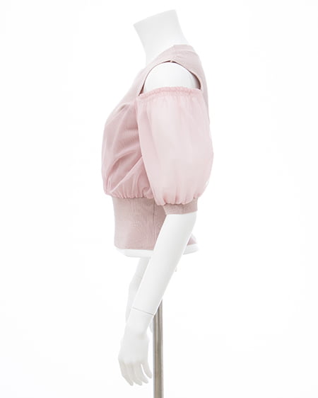 INGNI(イング) チュールカシュクール半袖ニット ピンク